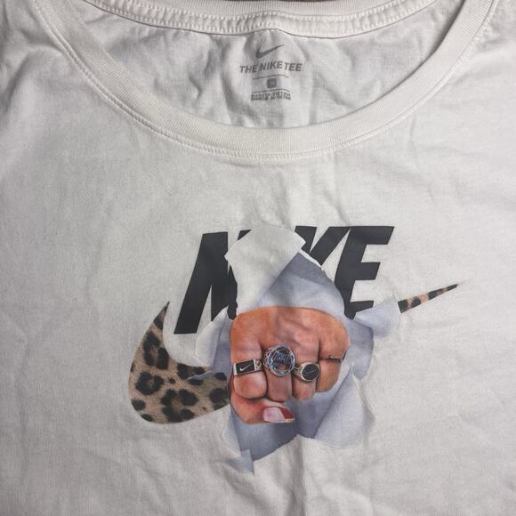 Nike Womens Cotton White T Shirt Sportswear Fierce Plus Size 3X Leopard Logo - Picture 4 of 9